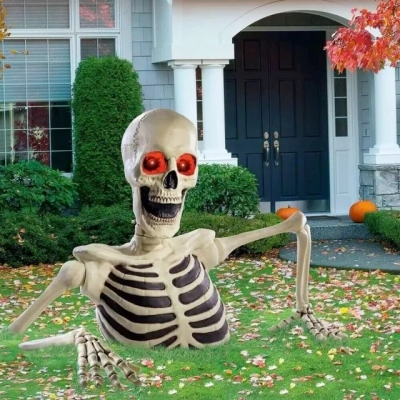 🎃Halloween sale 🔥 Towering Skeleton with LED Eyes u0026 Haunting Sounds👻