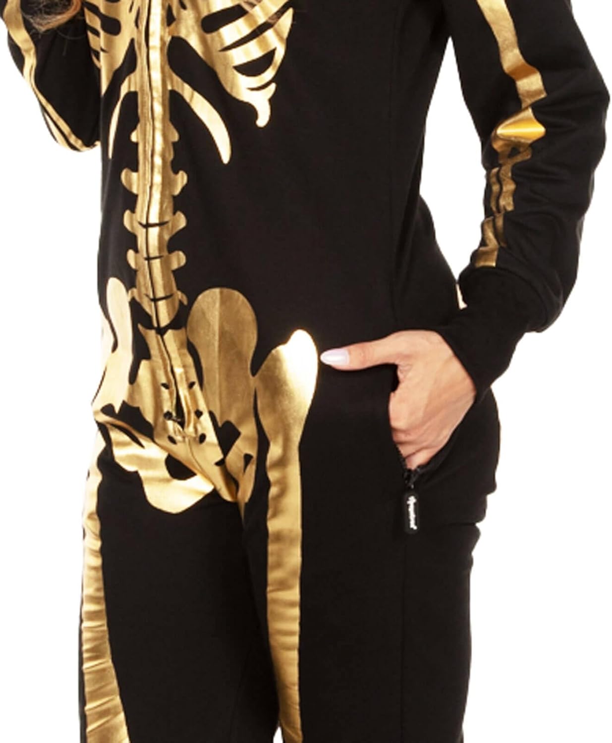Tipsy Elves Halloween Skeleton Costume for Women - Comfy Easy Adult Onesie Jumpsuit - Front and Back Print with Zip Up Mask