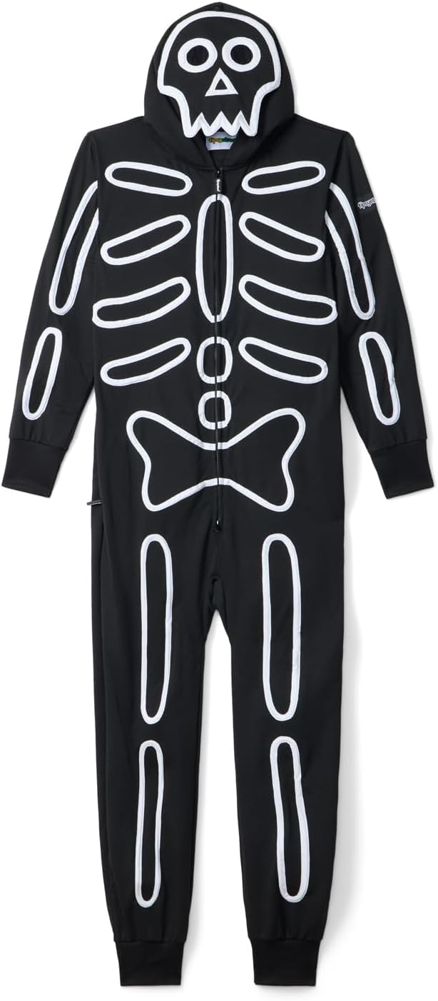 Tipsy Elves Halloween Skeleton Costume for Women - Comfy Easy Adult Onesie Jumpsuit - Front and Back Print with Zip Up Mask