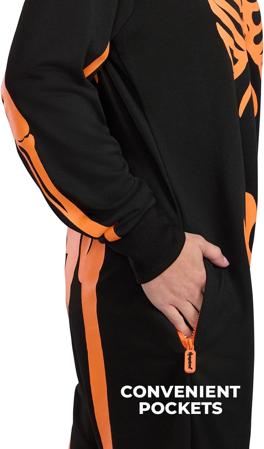 Tipsy Elves Halloween Skeleton Costume for Women - Comfy Easy Adult Onesie Jumpsuit - Front and Back Print with Zip Up Mask