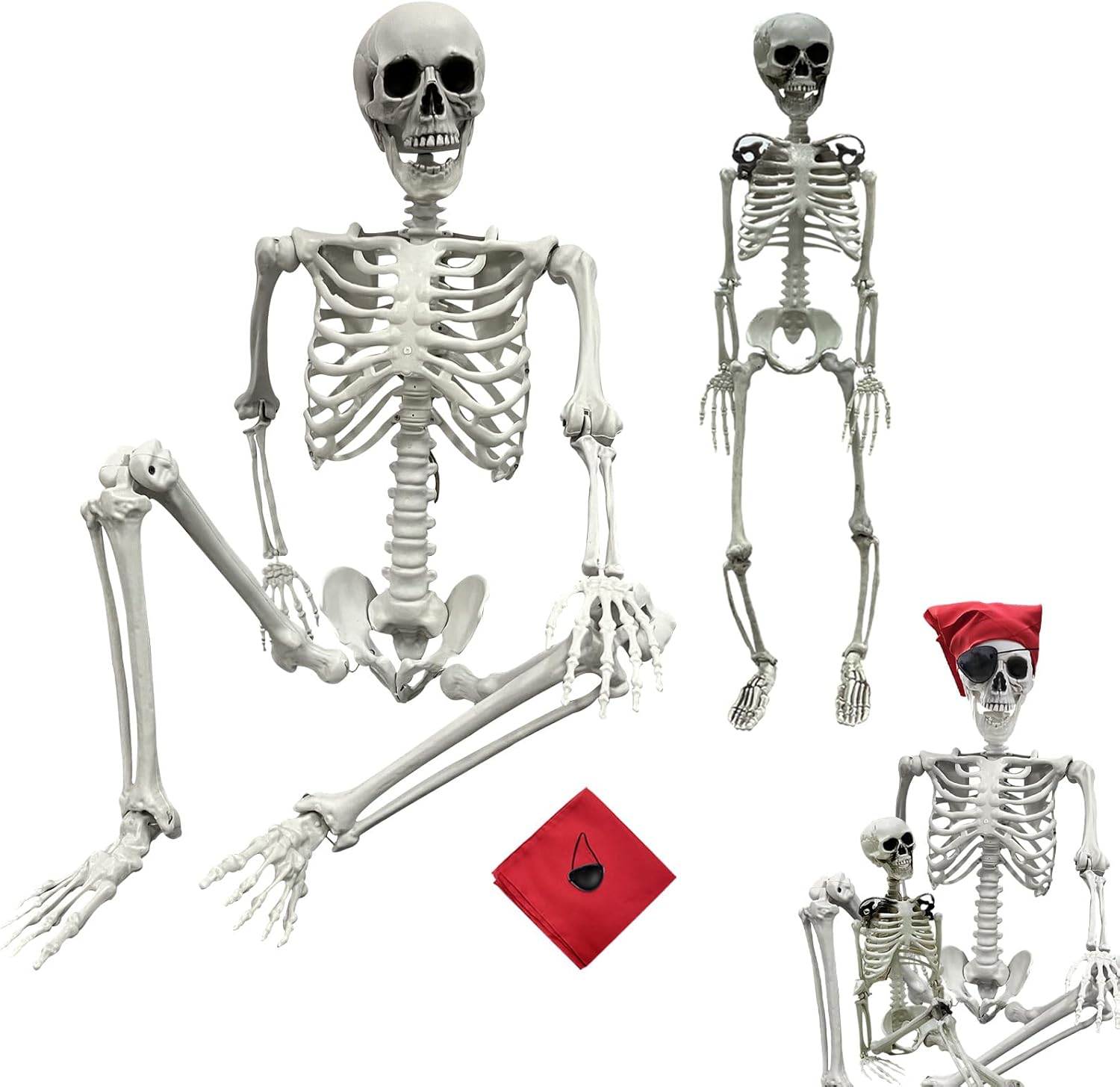 5.4Ft Halloween Skeleton - Life Size Full Body Realistic Human Bones with Posable Joints for Halloween Pose Skeleton Prop Decoration