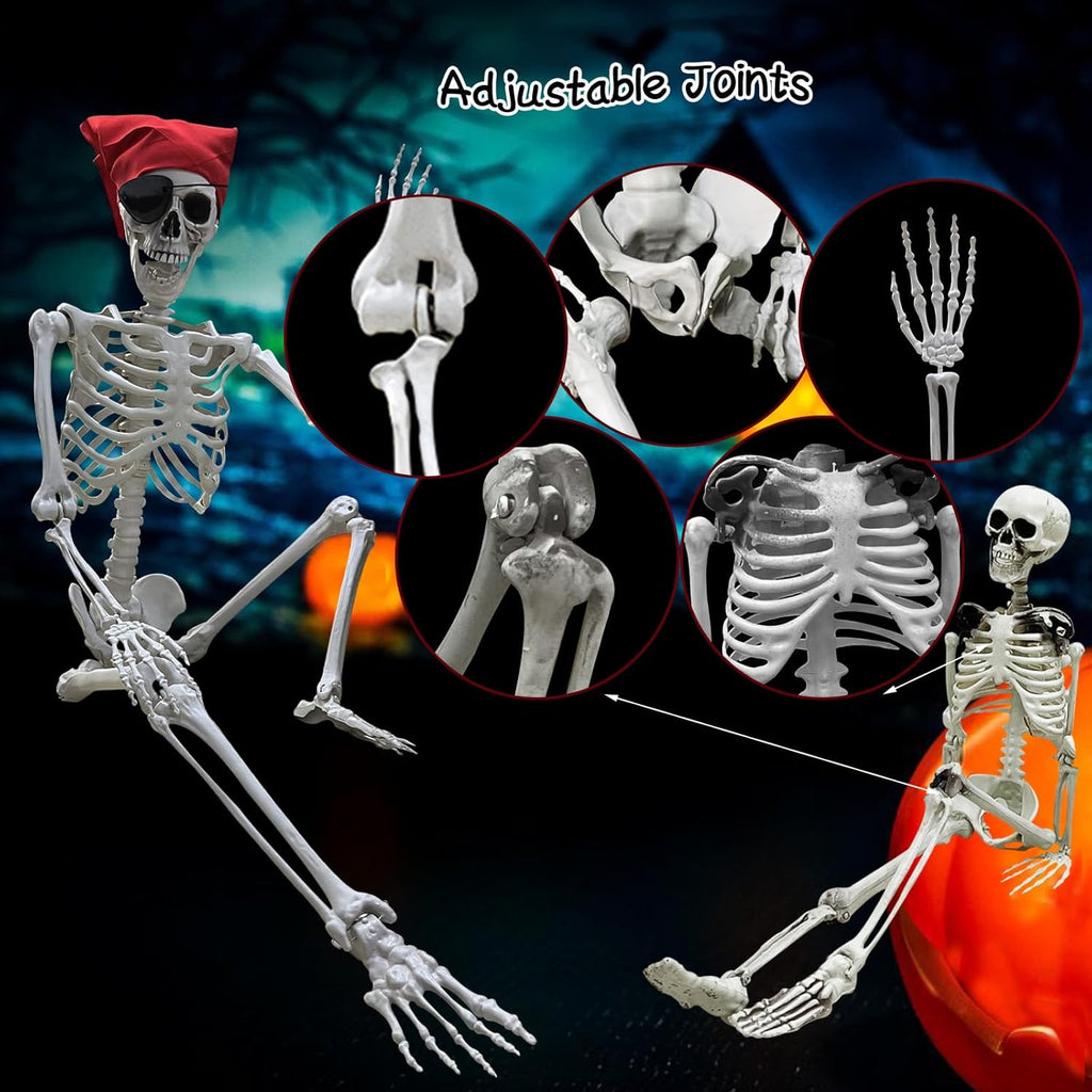 5.4Ft Halloween Skeleton - Life Size Full Body Realistic Human Bones with Posable Joints for Halloween Pose Skeleton Prop Decoration