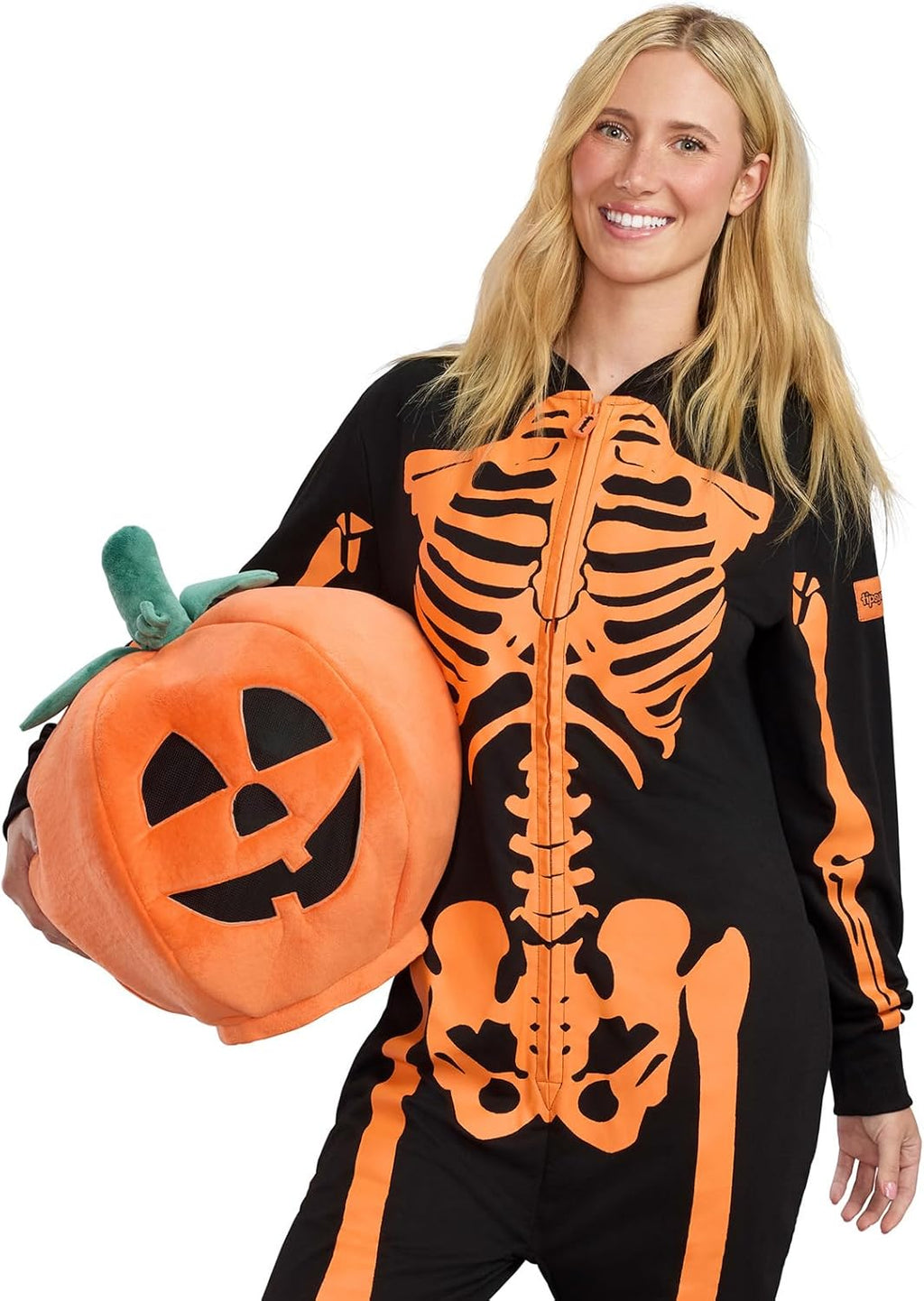 Tipsy Elves Halloween Skeleton Costume for Women - Comfy Easy Adult Onesie Jumpsuit - Front and Back Print with Zip Up Mask
