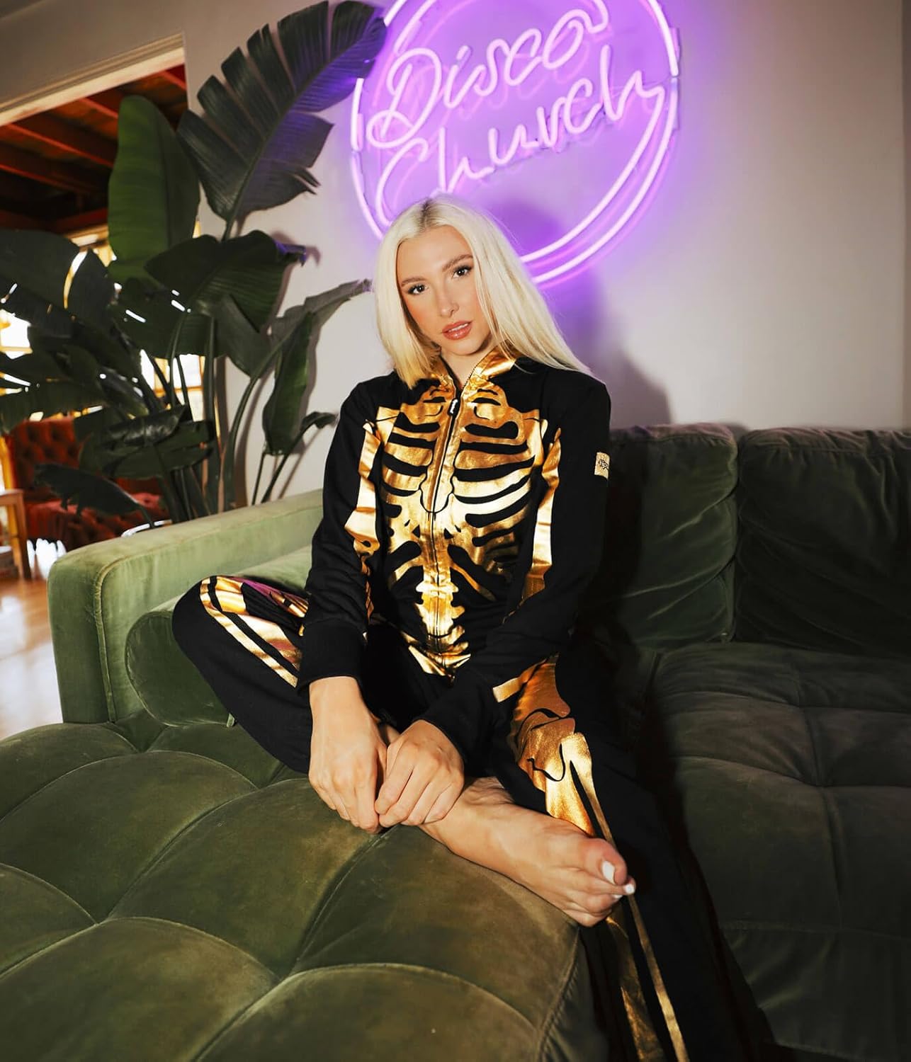 Tipsy Elves Halloween Skeleton Costume for Women - Comfy Easy Adult Onesie Jumpsuit - Front and Back Print with Zip Up Mask