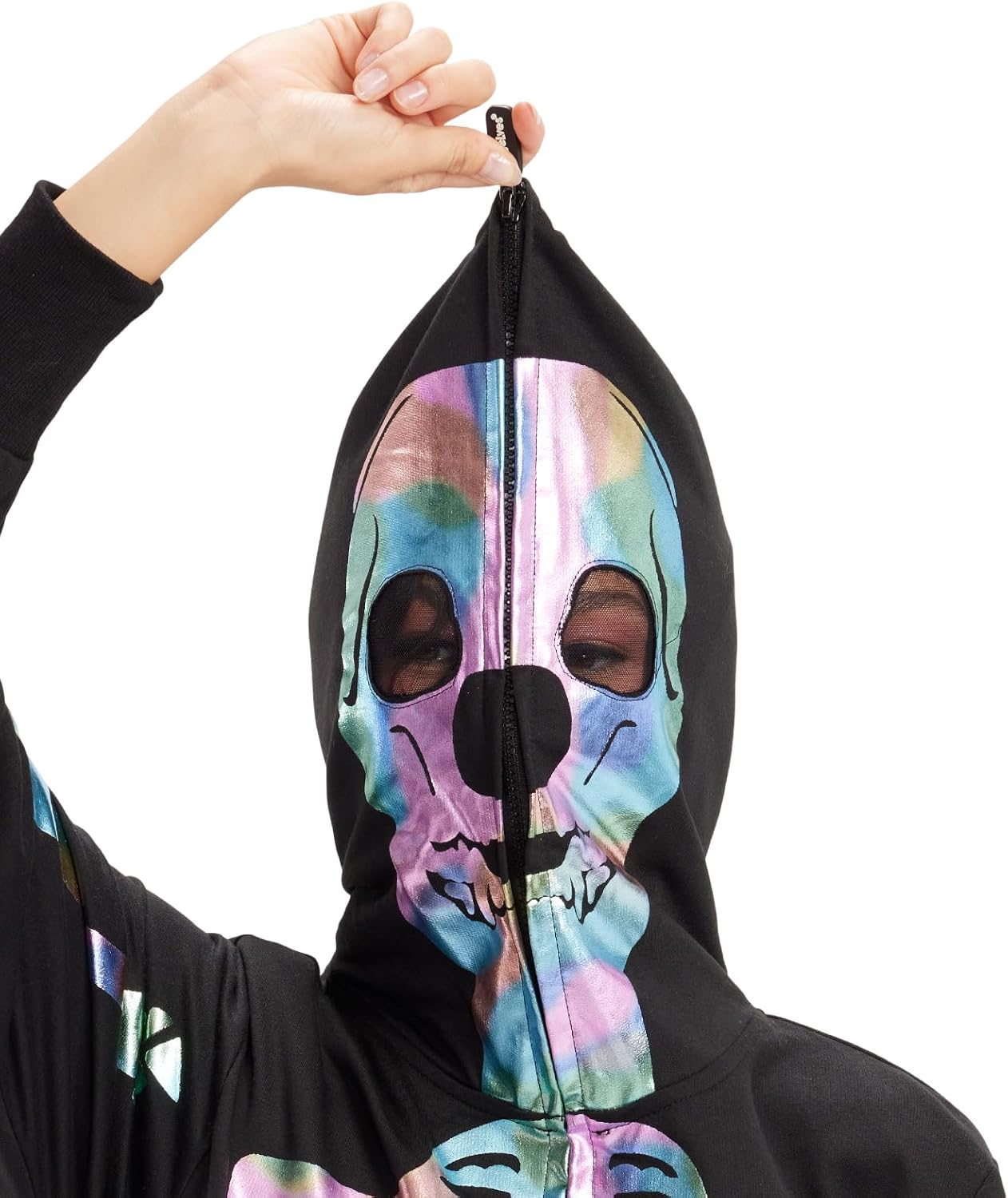 Tipsy Elves Halloween Skeleton Costume for Women - Comfy Easy Adult Onesie Jumpsuit - Front and Back Print with Zip Up Mask