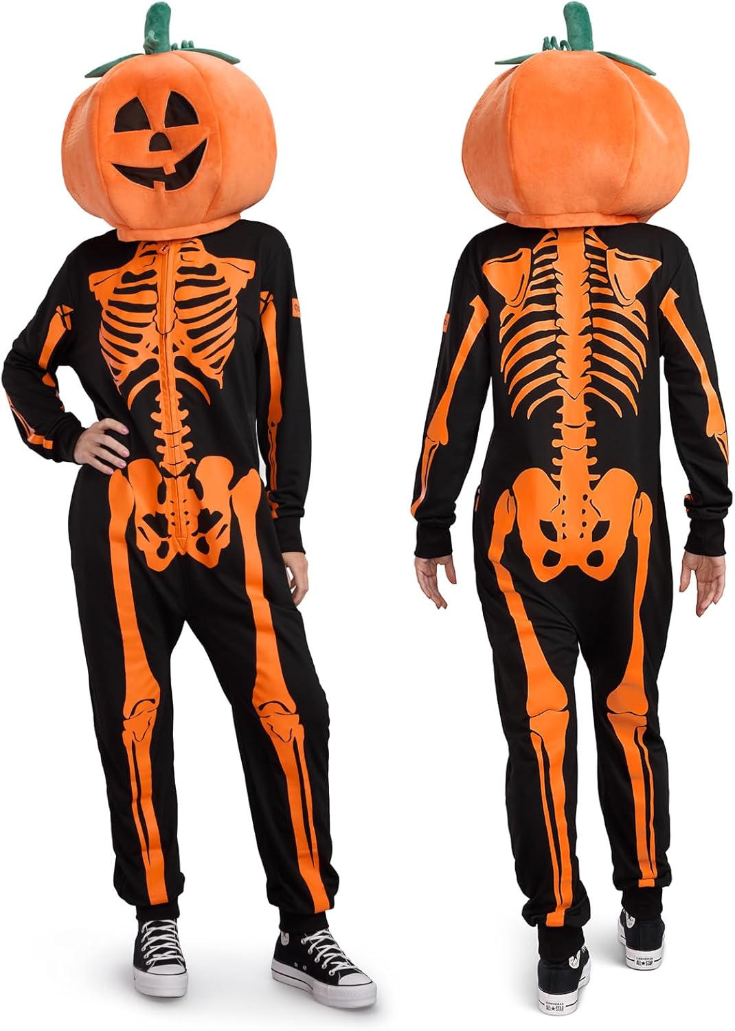 Tipsy Elves Halloween Skeleton Costume for Women - Comfy Easy Adult Onesie Jumpsuit - Front and Back Print with Zip Up Mask