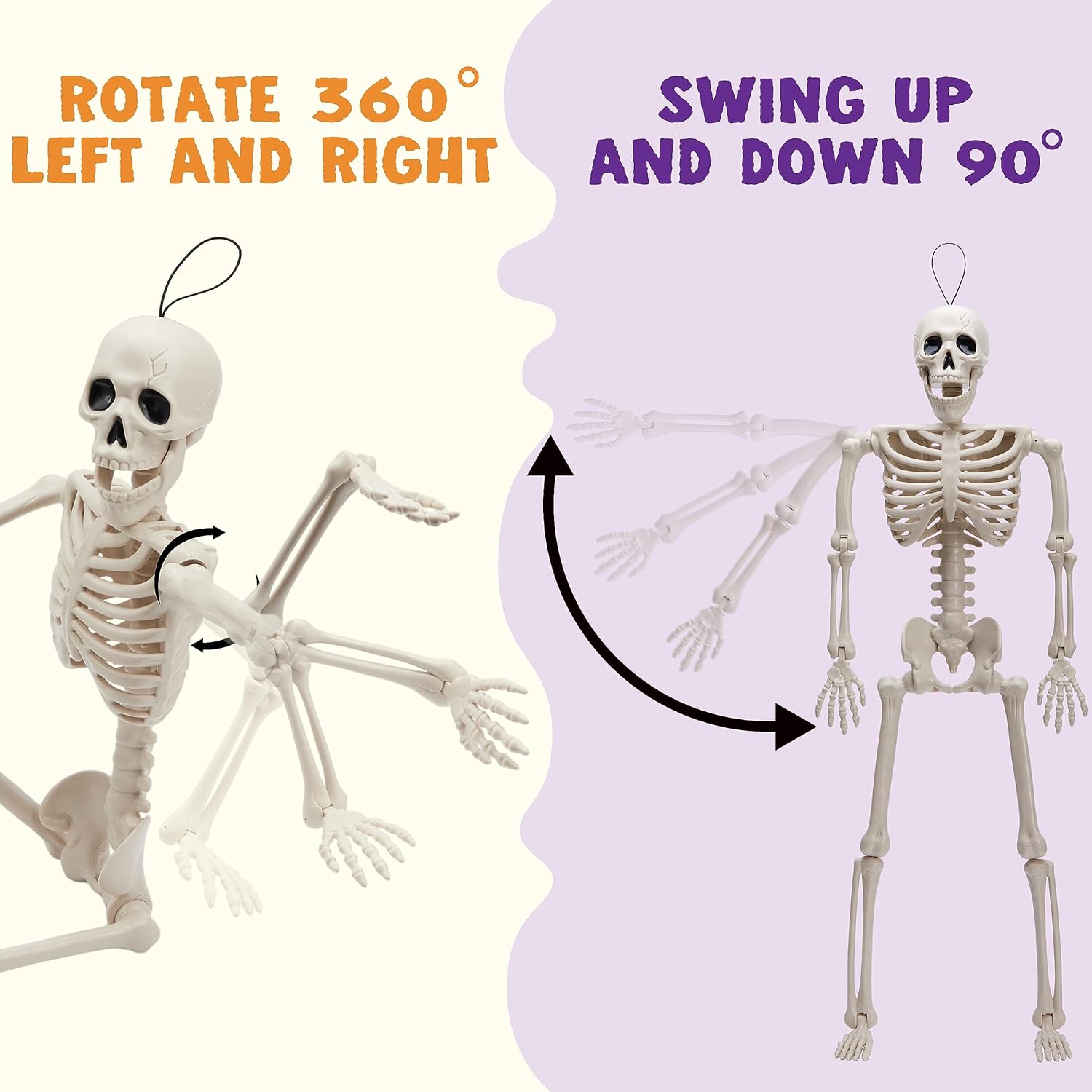 JOYIN 36" Halloween Skeleton Decor, 3FT Full Body Stayable Movable Joints, Posable Hanging Skeletons for Halloween Decoration, Yard, Graveyard, Haunted House Props, Spooky Scene Party Favor