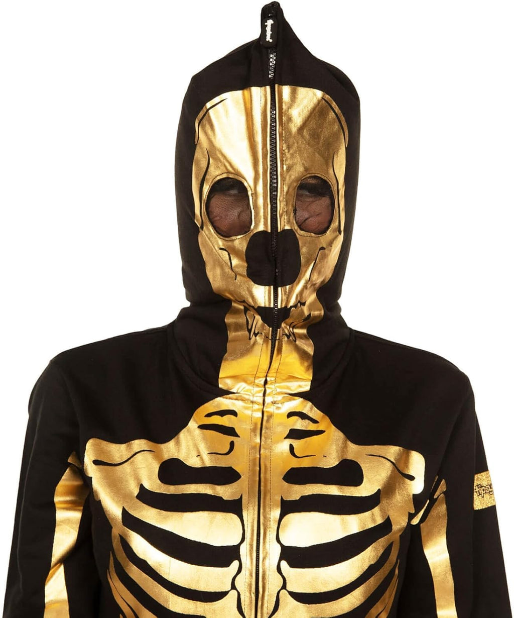 Tipsy Elves Halloween Skeleton Costume for Women - Comfy Easy Adult Onesie Jumpsuit - Front and Back Print with Zip Up Mask