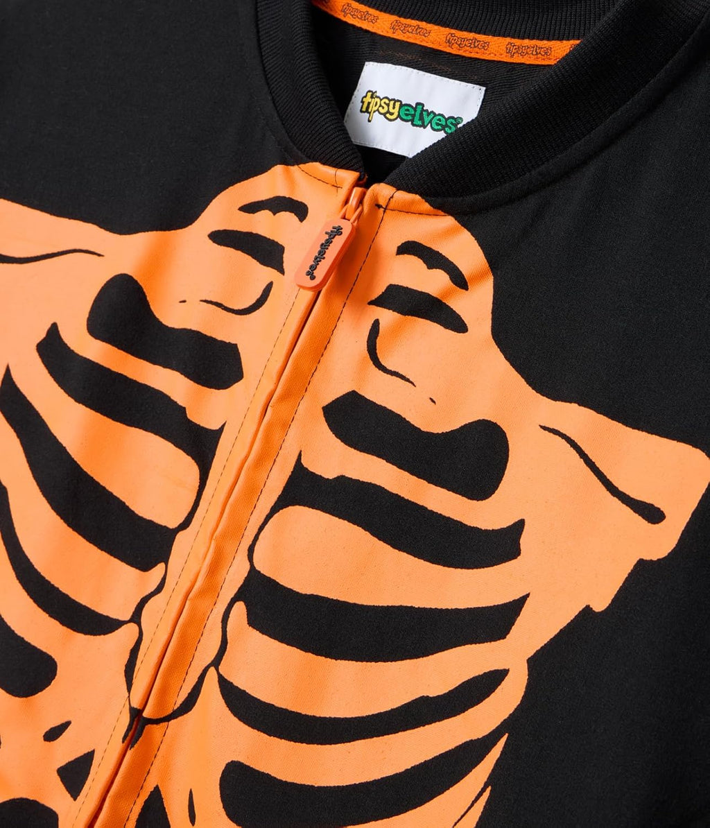 Tipsy Elves Halloween Skeleton Costume for Women - Comfy Easy Adult Onesie Jumpsuit - Front and Back Print with Zip Up Mask