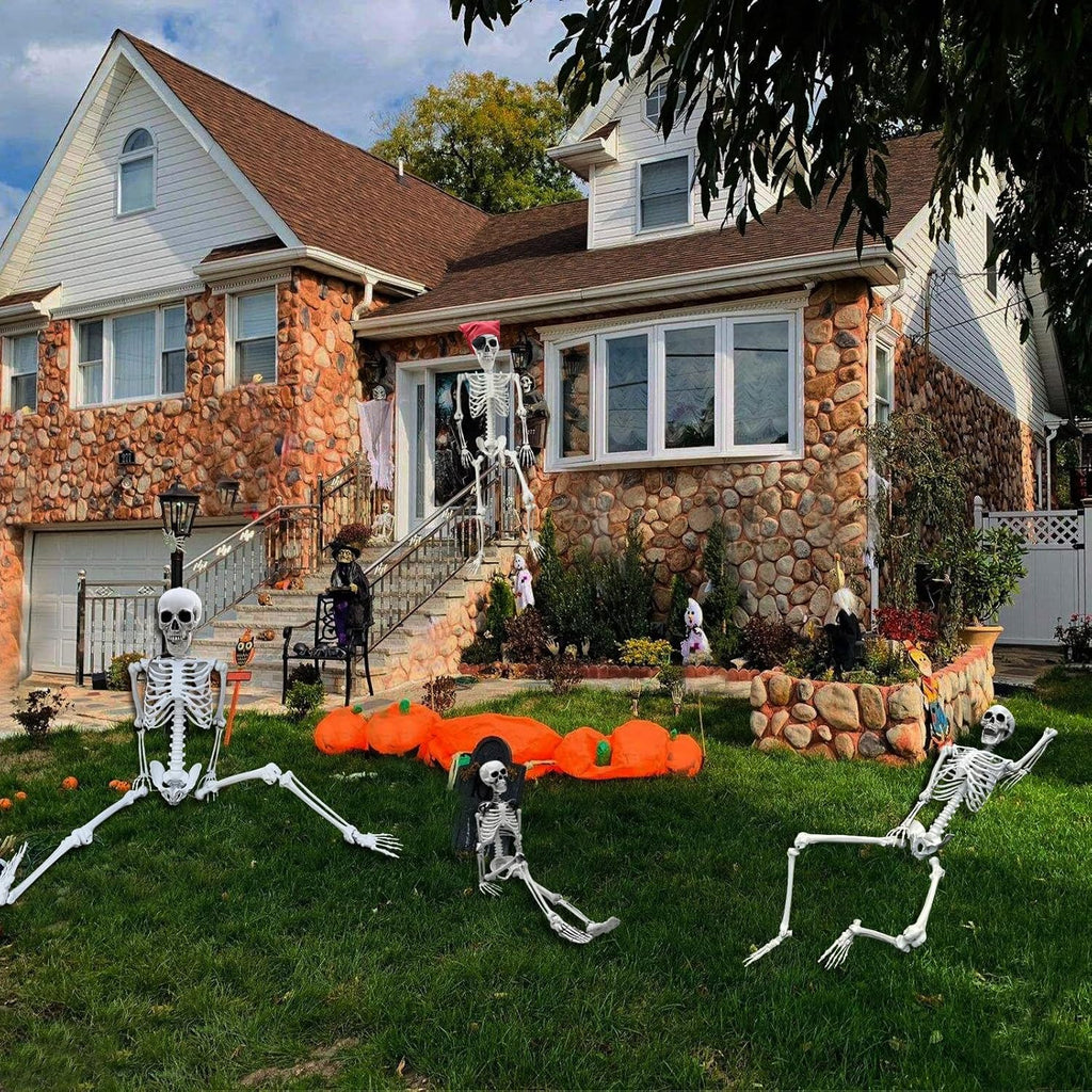 5.4Ft Halloween Skeleton - Life Size Full Body Realistic Human Bones with Posable Joints for Halloween Pose Skeleton Prop Decoration