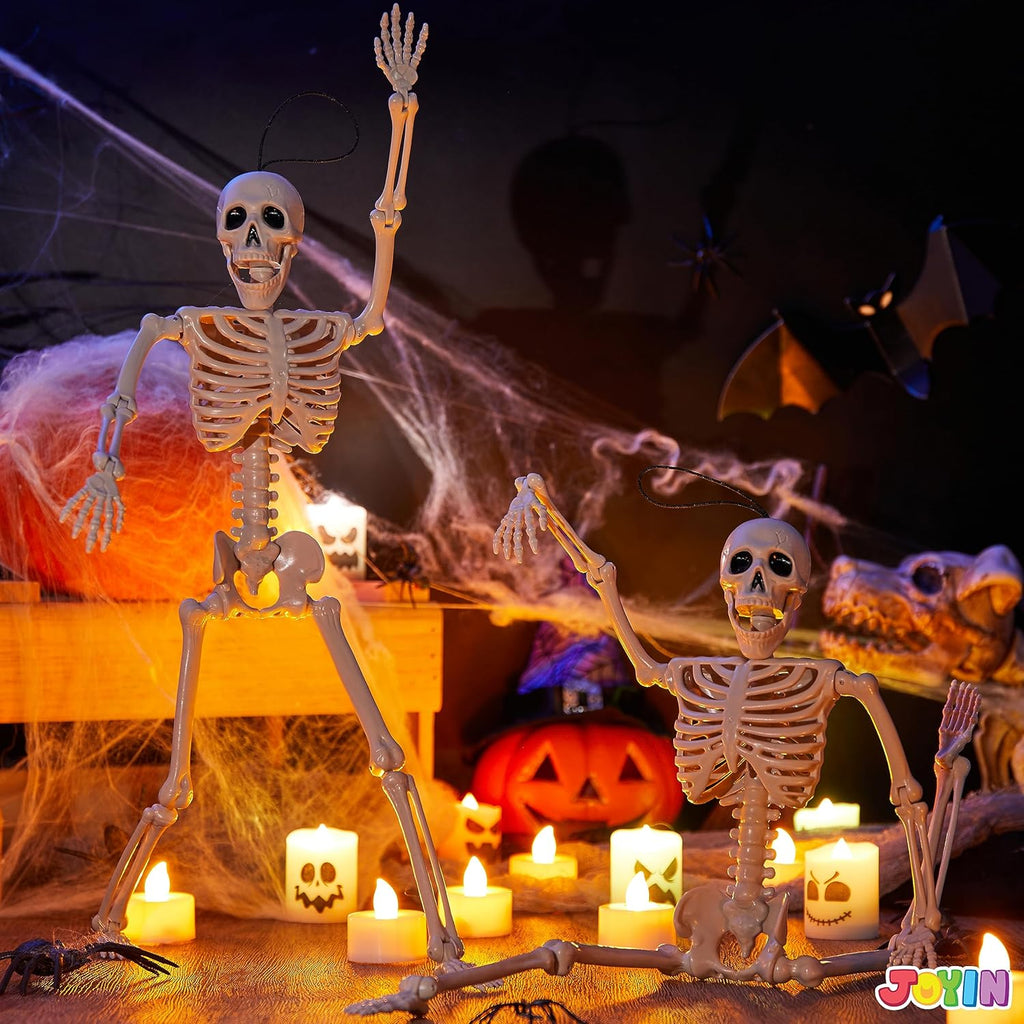 JOYIN 36" Halloween Skeleton Decor, 3FT Full Body Stayable Movable Joints, Posable Hanging Skeletons for Halloween Decoration, Yard, Graveyard, Haunted House Props, Spooky Scene Party Favor